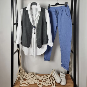 Uzun Deri İpli Lacivert Ahşap Kolye