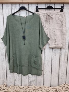 Yırtıklı Likralı Bej Şort İtalyan