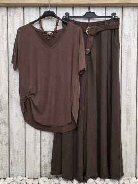 İtalyan Liyosel Pantolon Etek Kahverengi