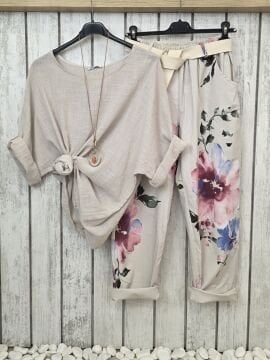 Oversize İtalyan Muslin Bej  Bluz