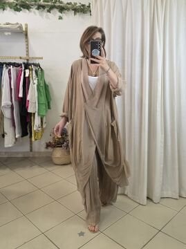 Şifon İpek Pantolon Bal Kahve İtalyan