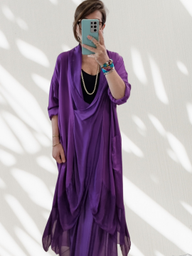 İpek Yaka İtalyan Tunik Mor