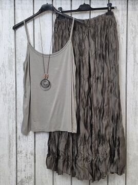 İnce Askılı Viskon Atlet Vizon Bej