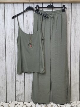 İnce Askılı Viskon Atlet Haki