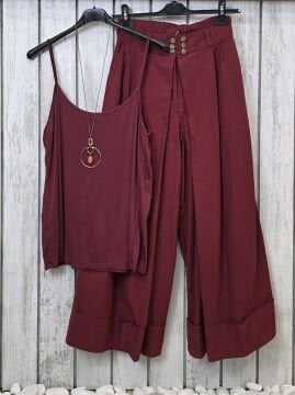 İnce Askılı Viskon Atlet Bordo