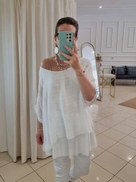 İncecik Pamuklu  Beyaz Bluz İtalyan