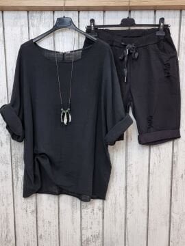 Oversize İtalyan Müslin Bluz Siyah