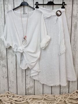 Oversize İtalyan Müslin Bluz Beyaz