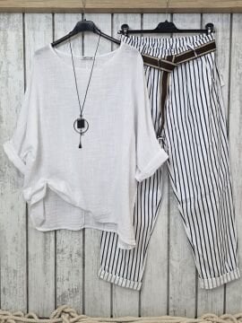 Oversize İtalyan Müslin Bluz Beyaz