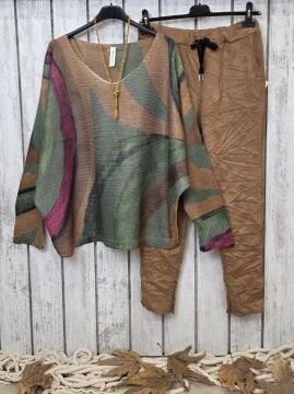 Güderi Dokulu Likralı Pantolon Camel