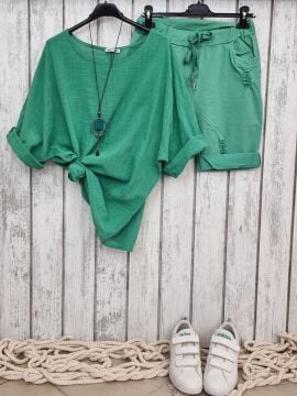 Oversize İtalyan Müslin Bluz Yeşil