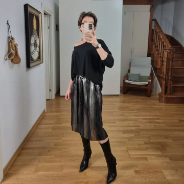 Gold Şerit Yaldızlı Şifon Etek
