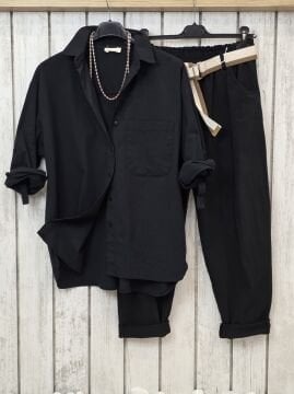 İnce Gabardin Likralı Siyah Pantolon