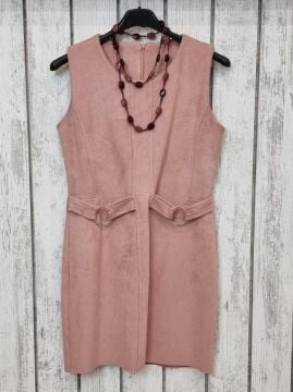 Süet Elbise Pudra Pembe