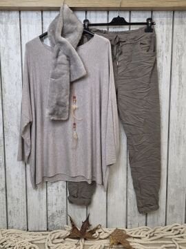 Likralı İtalyan Pantolon Vizon