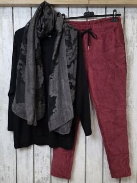 Güderi Dokulu Likralı Pantolon Bordo