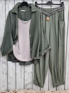 Ham Keten Haki Gömlek İtalyan