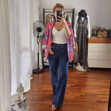 Slim Fit Yüksek Bel Palazzo Kot Pantolon
