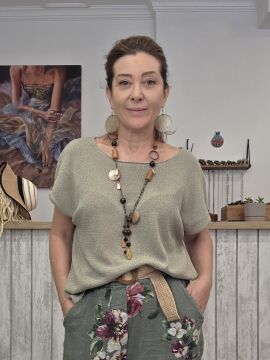 Pamuklu Merserize Triko Bluz Mint Haki