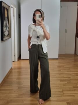 Slim Fit Bol Paça Haki Pantolon