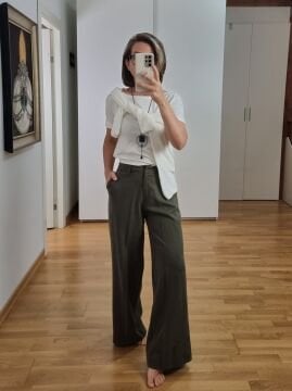 Slim Fit Bol Paça Haki Pantolon