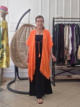 İncecik Pamuklu Kimono Turuncu