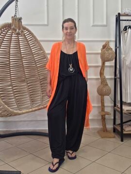 İncecik Pamuklu Kimono Turuncu