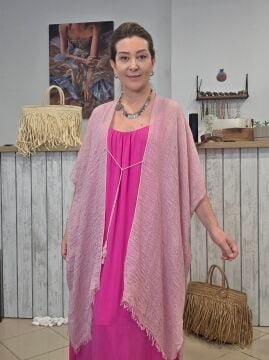 İncecik Pamuklu Kimono Pembe