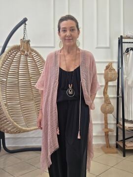 İncecik Pamuklu Kimono Pembe