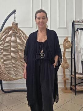 İncecik Pamuklu Kimono Siyah