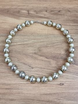 Gold İnci Çift Renkli Boncuk Kolye