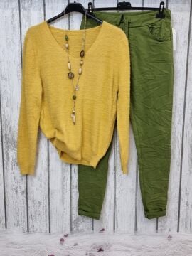 Likralı İtalyan Pantolon Çimen Yeşili