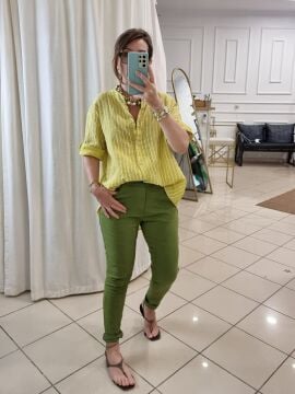 Likralı İtalyan Pantolon Çimen Yeşili