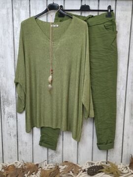 Likralı İtalyan Pantolon Çimen Yeşili