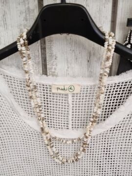 Doğal Taş Sıralı Bej Kolye