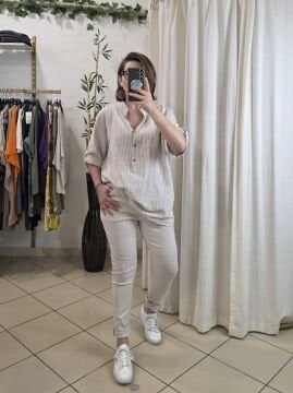 Likralı İtalyan Pantolon Bej