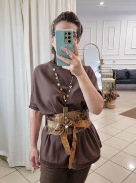 Gerçek Deri Bohemin Leopar Desenli Kalın Kemer Kahve