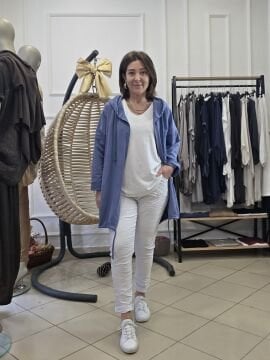 Likralı İtalyan Pantolon Beyaz