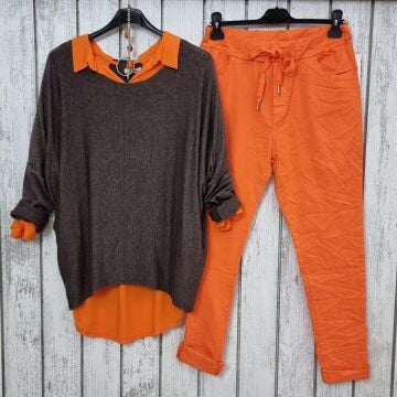 Likralı İtalyan Pantolon Turuncu