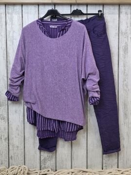 Likralı İtalyan Pantolon Mor