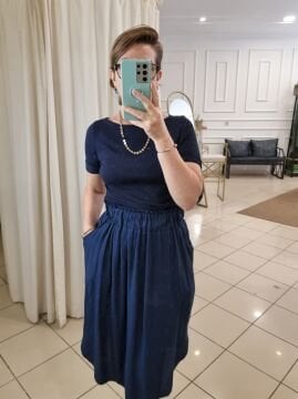 Kayık Yaka Basic Lacivert Tişört